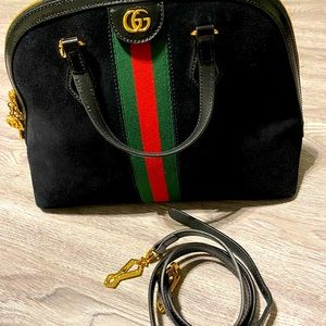 Gucci ophidia medium top handle suede bag like new